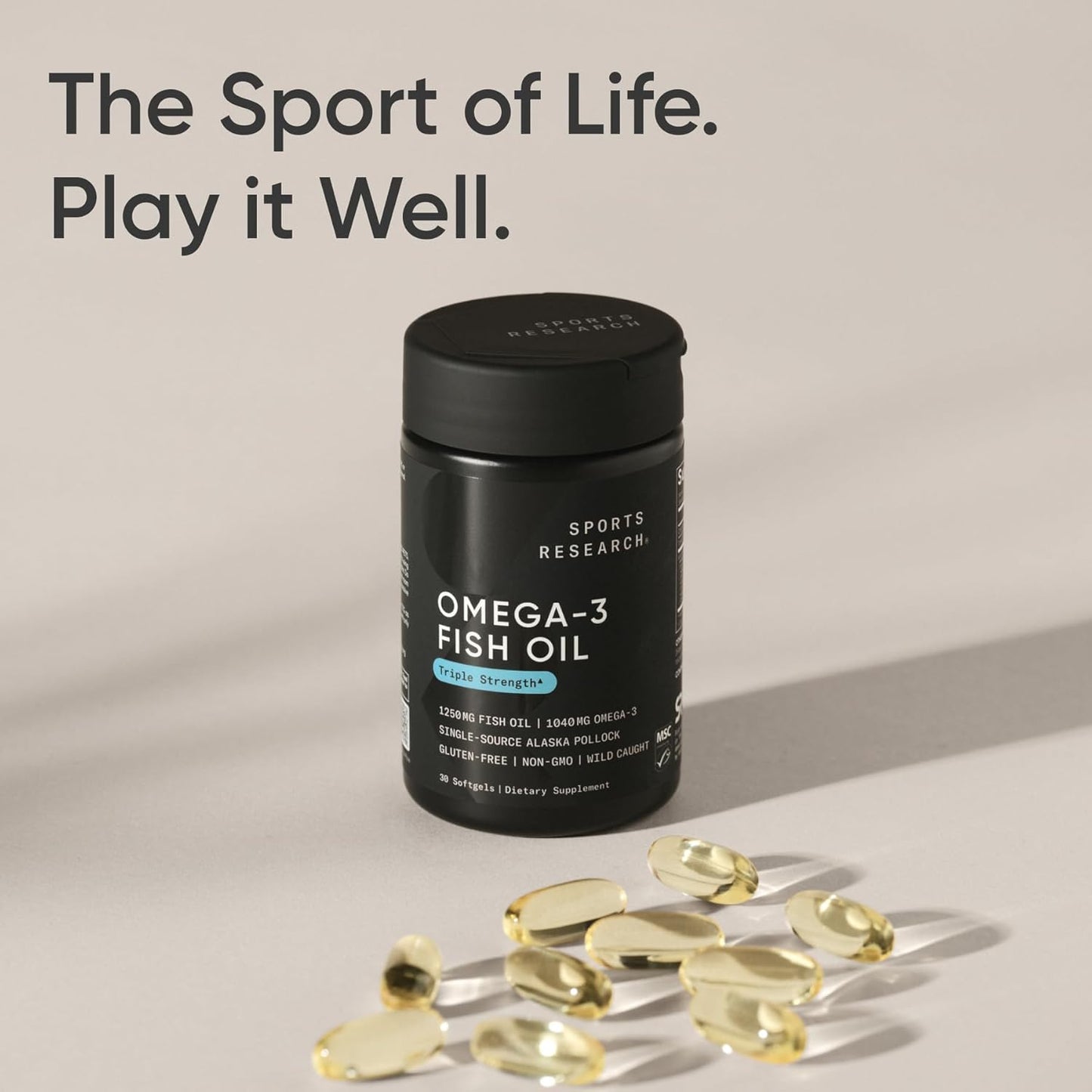 Sports Research Aceite de Pescado Omega 3 de Triple Potencia 1250mg...