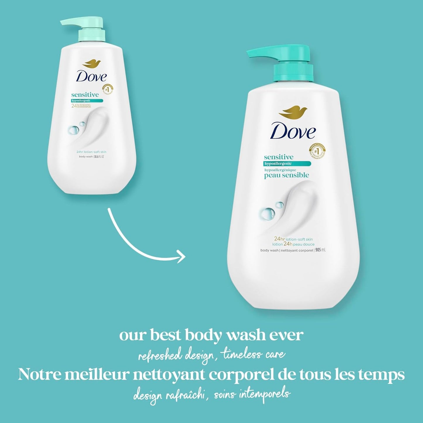 Dove, Jabón corporal para una piel más suave y lisa, elimina eficaz...