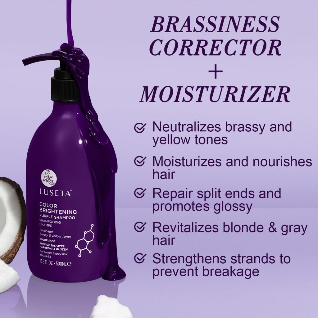 Luseta - Juego de champú y acondicionador morado para cabello rubio...