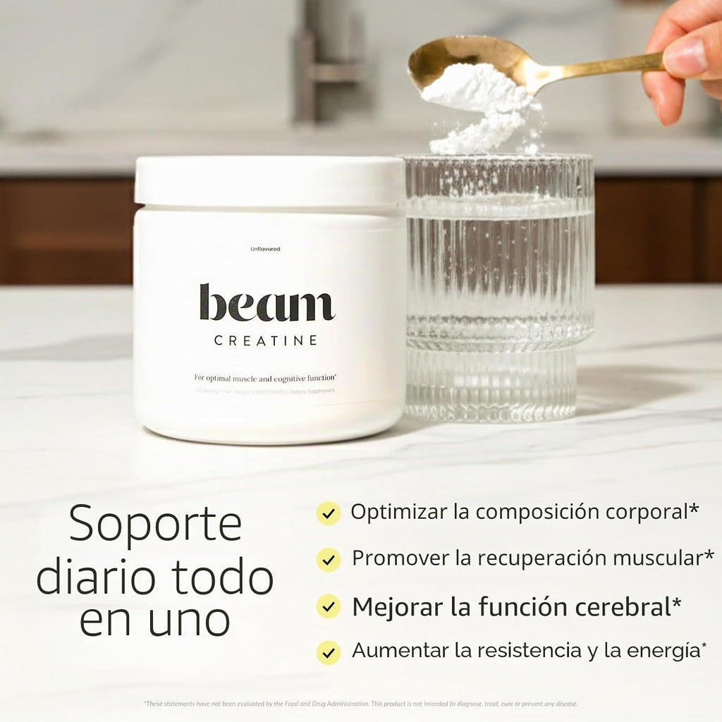 Beam Creatina en polvo, probada por terceros, suplemento de monohid...