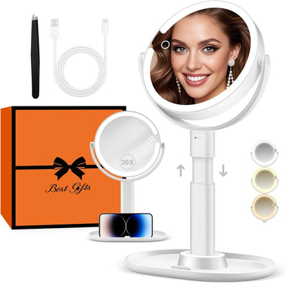 B Beauty Planet Espejo de maquillaje con luces, espejo de aumento i...