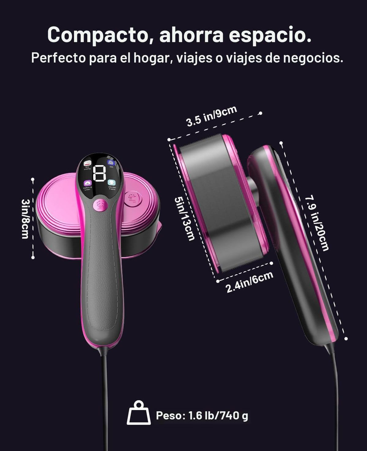 ADPTOYU Vaporizador y plancha 2 en 1 para ropa, vaporizador portáti...