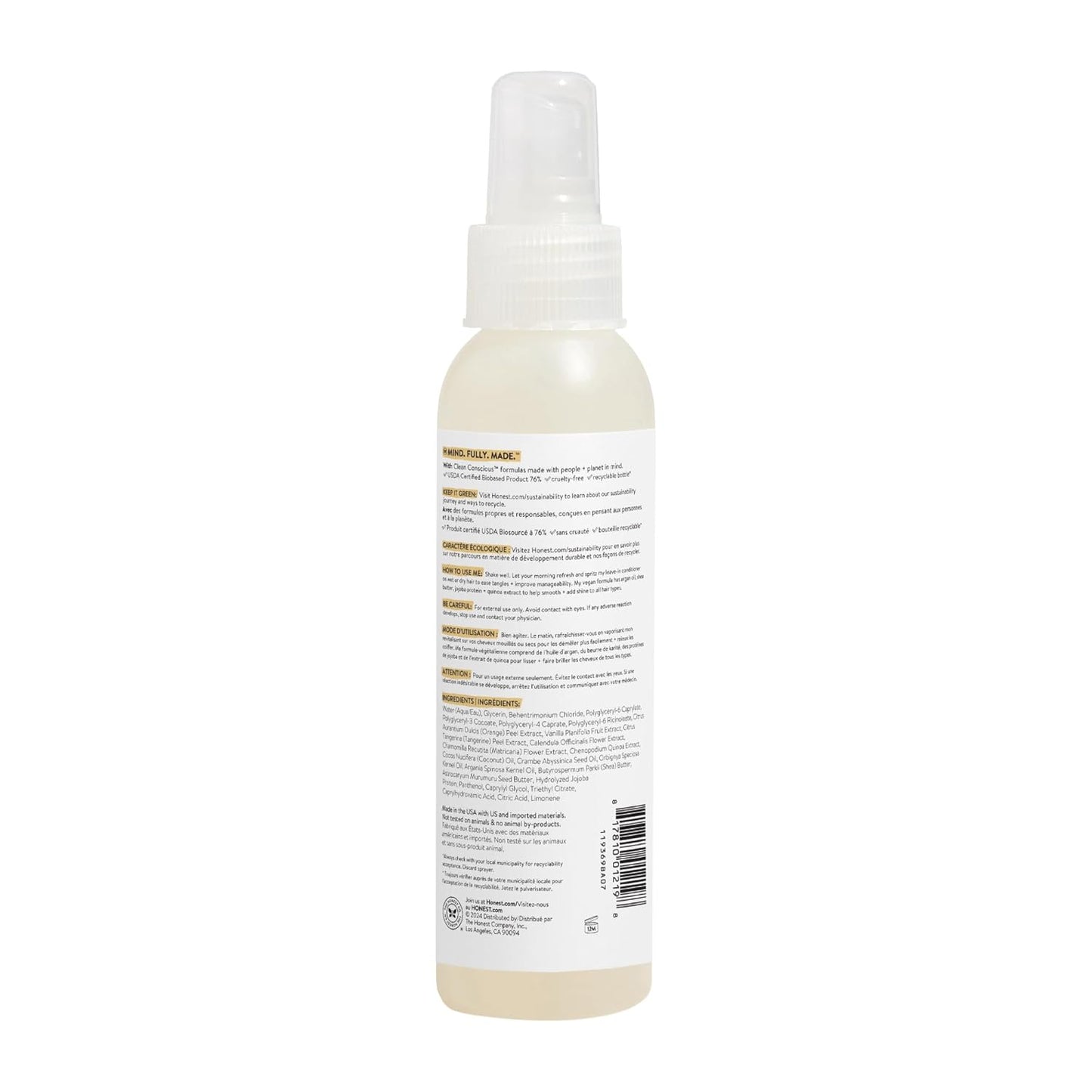The Honest Company - Espray acondicionador desenredante, naranja du...