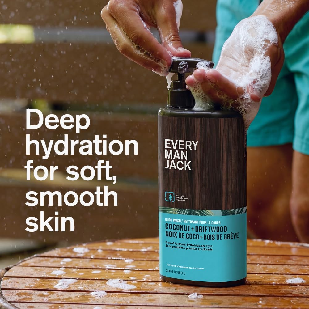 Every Man Jack Coconut + Driftwood Gel de baño para hombre para tod...
