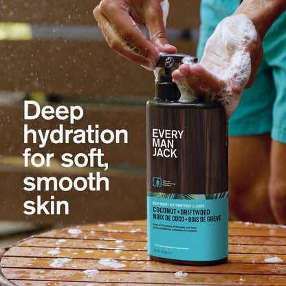 Every Man Jack Coconut + Driftwood Gel de baño para hombre para tod...