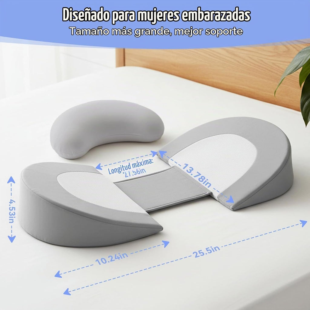 Almohada de embarazo de cuña para soporte del vientre, almohada de...