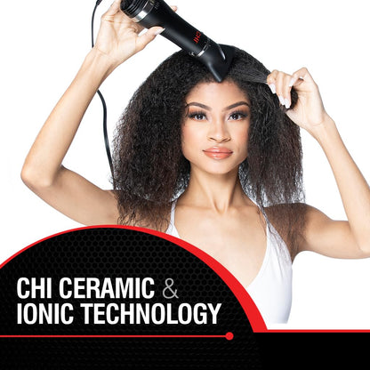 CHI Volumizer - Cepillo de soplado 4 en 1, secador de pelo que crea un cabello suave, sedoso y brillante, cuatro accesorios intercambiables para un estilo versátil, color negro