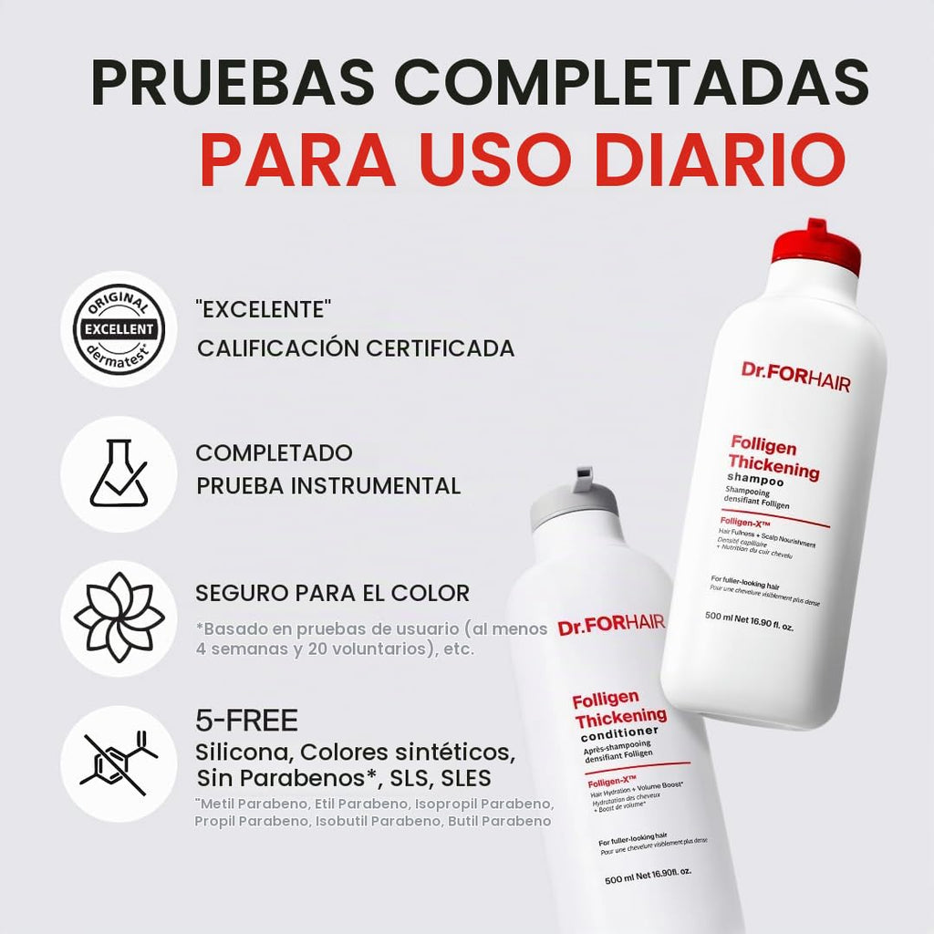 Dr.FORHAIR Folligen - Juego de champú y acondicionador espesante de...