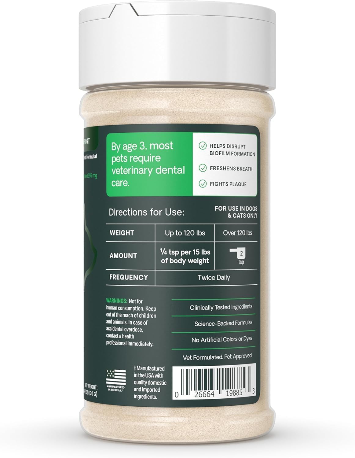 VetriScience Polvo dental para perros de boca saludable, paquete de...