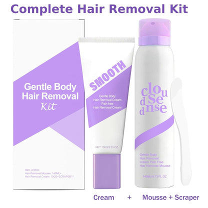Kit de depilación corporal suave, sin dolor, incluye mousse de 4.7...