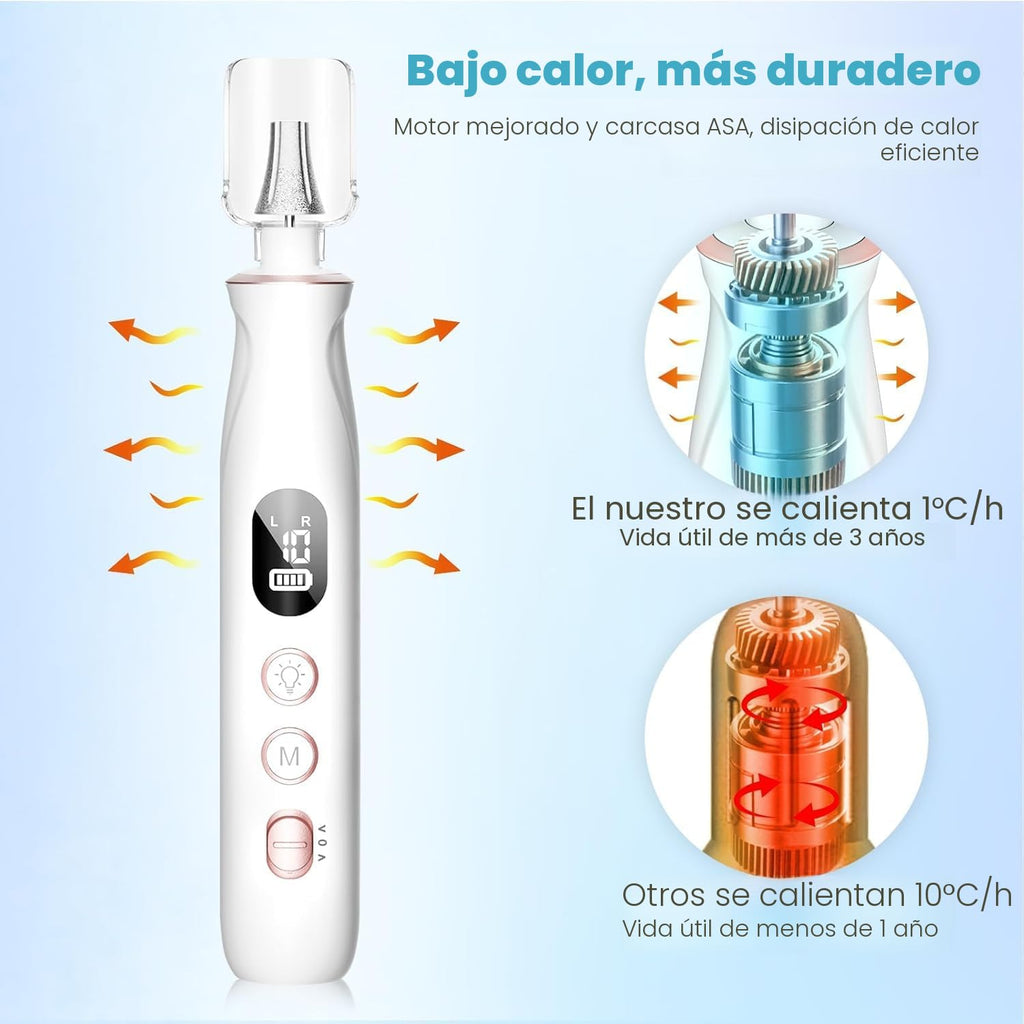 HSKAI Lima de uñas eléctrica, molinillo de uñas inalámbrico para uñ...