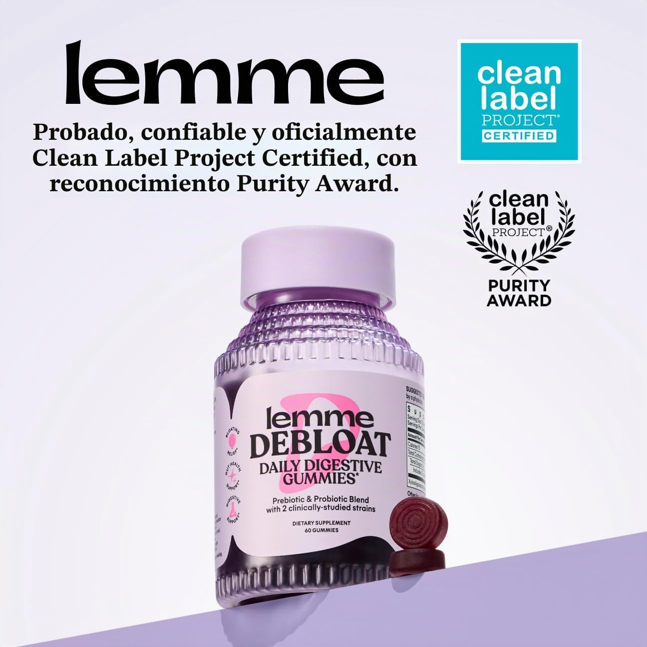 Lemme Debloat - Gomitas de salud digestiva e intestinal con 2 probi...