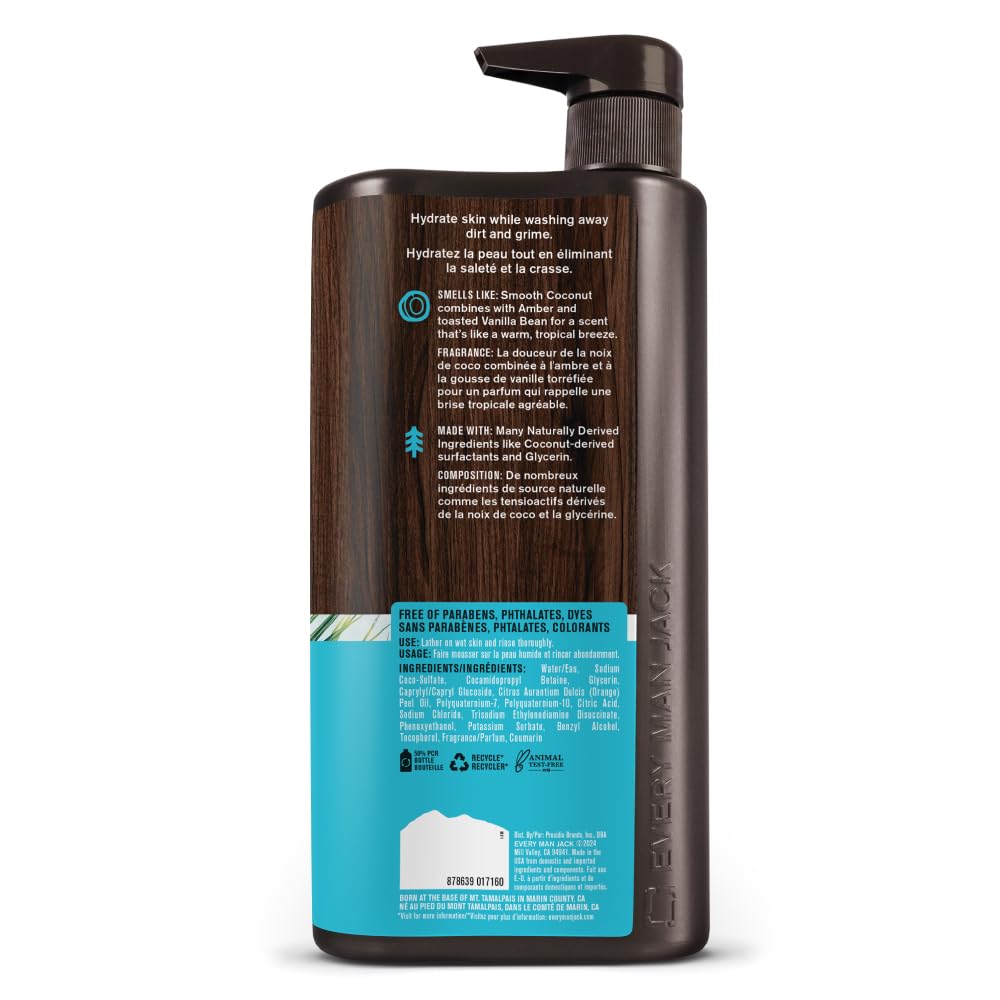 Every Man Jack Coconut + Driftwood Gel de baño para hombre para tod...