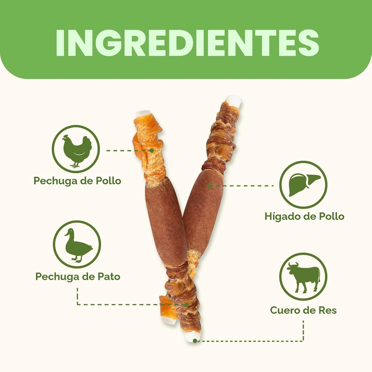 MON2SUN Golosinas para perros, palitos de cuero crudo envueltos de...