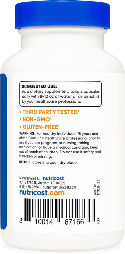 Nutricost Ácido alfa lipoico de 600 mg por porción, 120 cápsulas, 6...