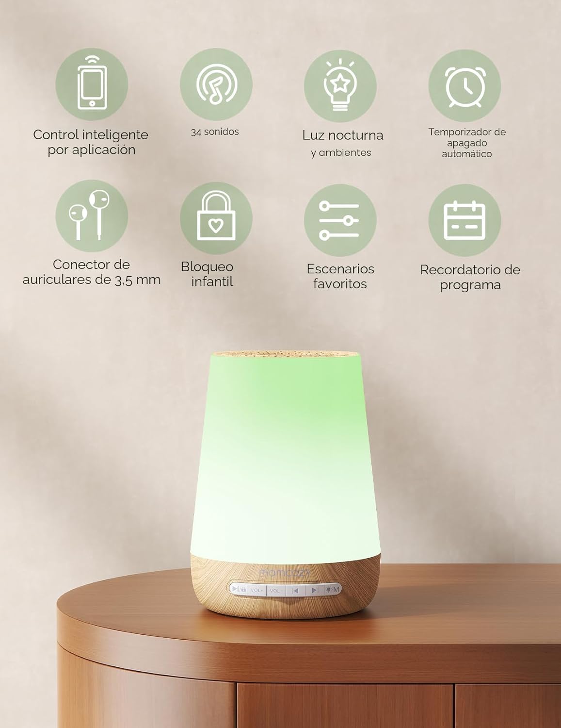 Máquina de sonidos para bebé, Momcozy - Máquina de ruido blanco con...