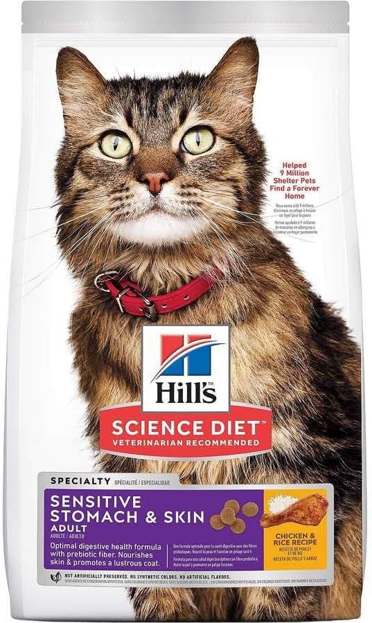 Comida seca para gatos con piel y estómago sensible, de Hill's...