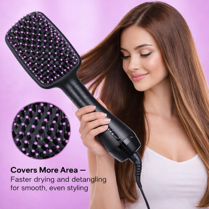 Cepillo secador de pelo 2 en 1 y cepillo alisador, cepillo iónico para mujer, cepillo de aire caliente con diseño de pala, moldeador de pelo de iones negativos para cabello suave, brillante, sin