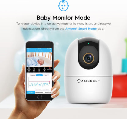 Amcrest Cámara WiFi de 4 MP para interiores, monitor de sonido y be...