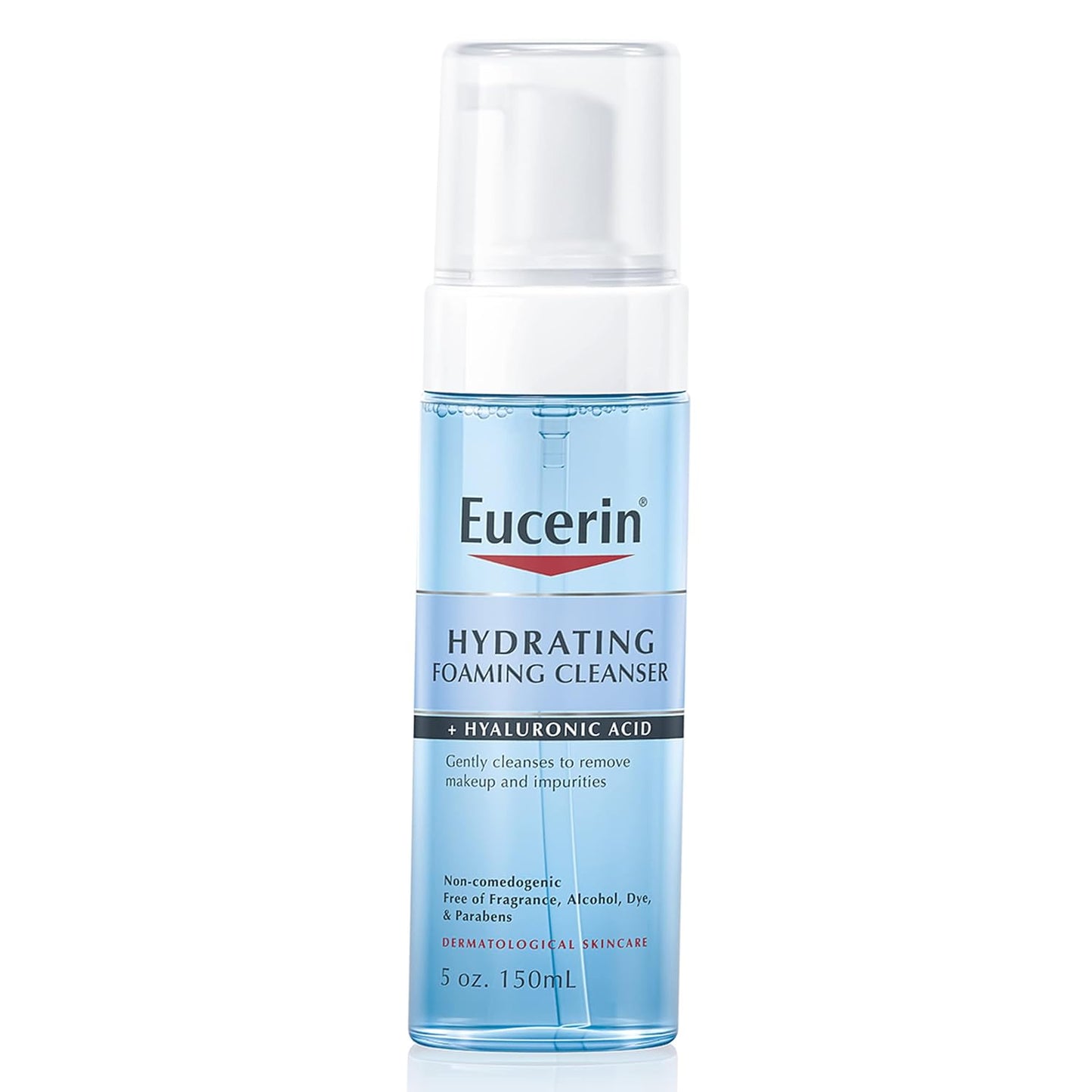 Eucerin Limpiador facial diario hidratante espumoso con ácido hialurónico, 5 onzas líquidas
