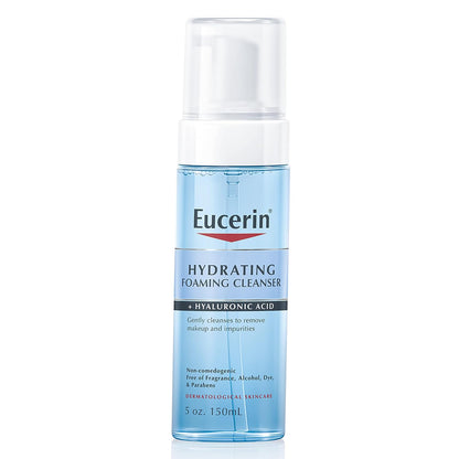 Eucerin Limpiador facial diario hidratante espumoso con ácido hialurónico, 5 onzas líquidas