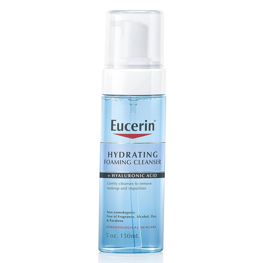 Eucerin Limpiador facial diario hidratante espumoso con ácido hialurónico, 5 onzas líquidas