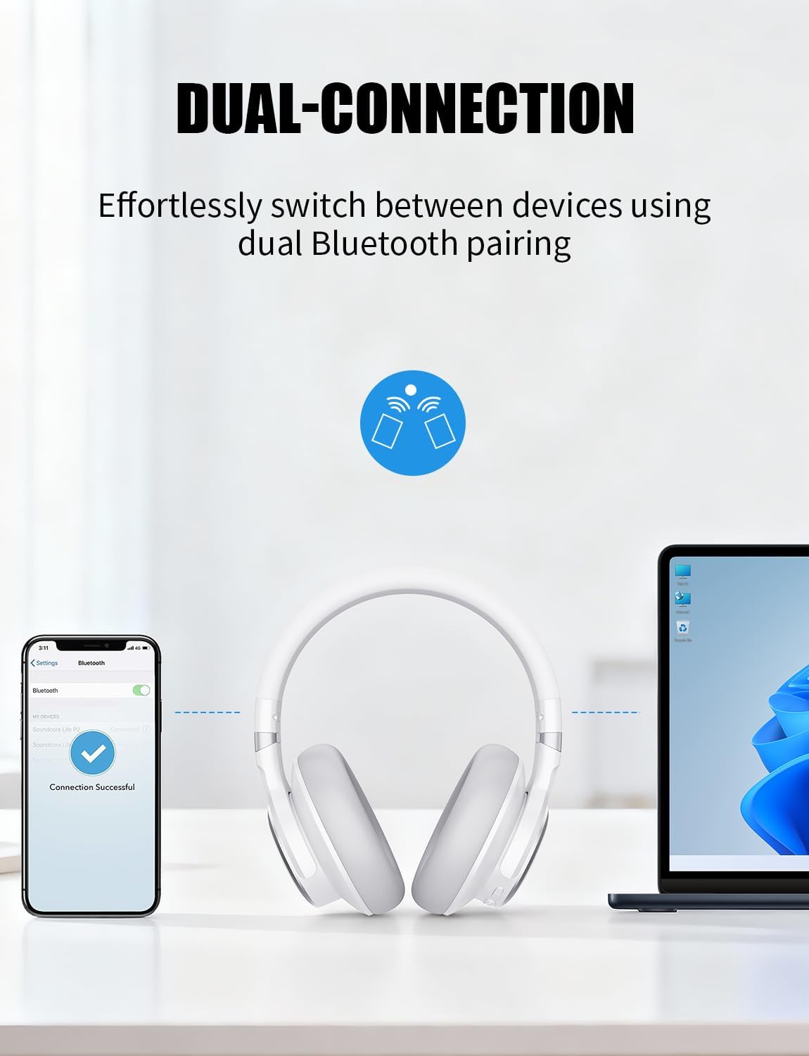KVIDIO Auriculares híbridos con cancelación activa de ruido, auricu...