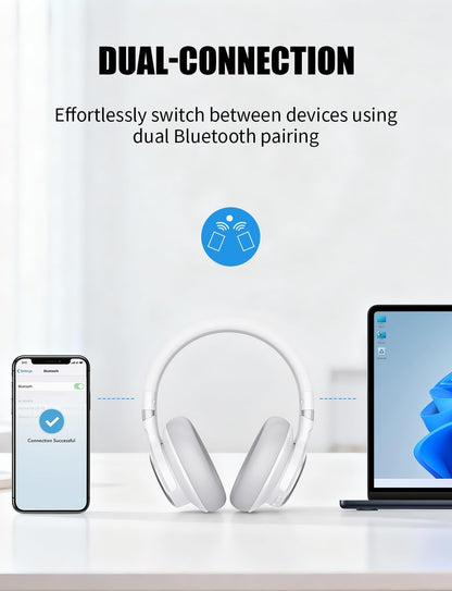 KVIDIO Auriculares híbridos con cancelación activa de ruido, auricu...