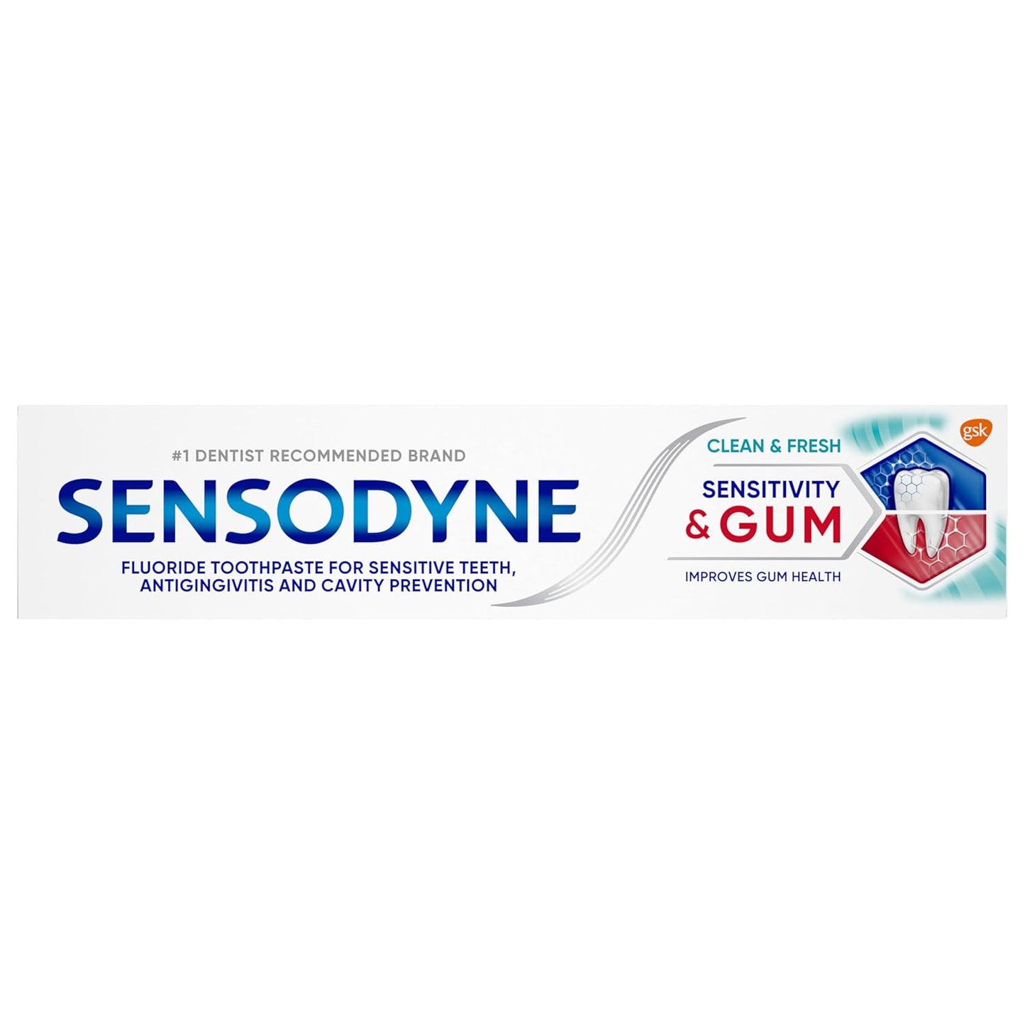 Sensodyne Sensitivity & Gum Sensitive Pasta dental para gingivitis, tratamiento de dientes sensibles, Clean & Fresh - 3.4 oz (paquete de 4)