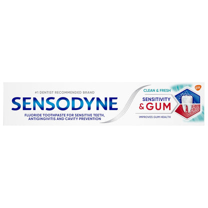 Sensodyne Sensitivity & Gum Sensitive Pasta dental para gingivitis, tratamiento de dientes sensibles, Clean & Fresh - 3.4 oz (paquete de 4)