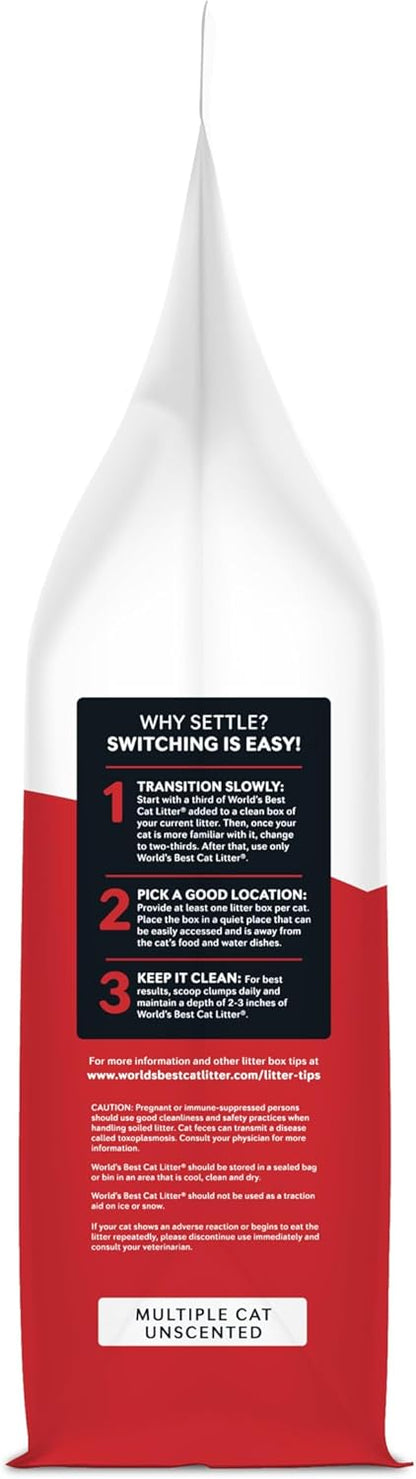 WORLD'S BEST CAT LITTER Múltiples gatos sin perfume, 15 libras,...