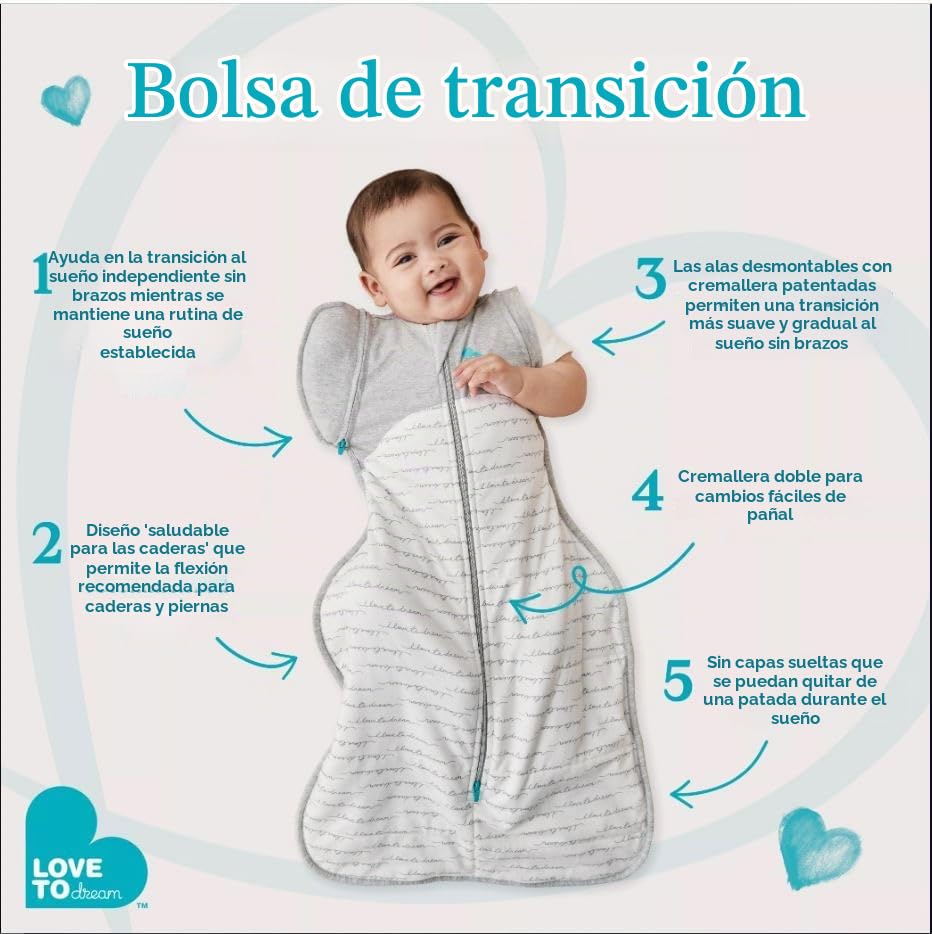 Love to Dream Swaddle Up Manta de Transición, Alas Desmontables con...