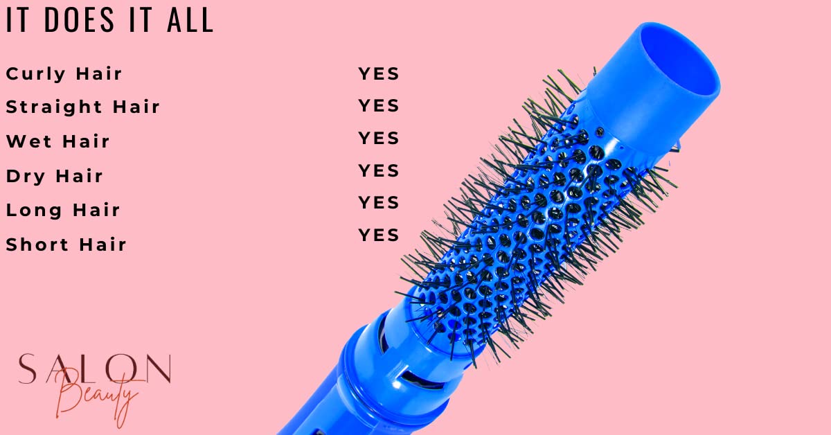 CAJ - Secador de pelo 3 en 1 de un solo paso, voluminizador de iones negativos, alisado de cabello, rizado, secador de aire caliente, cepillo de pelo corto y largo, varita estilizadora de 1 pulgada