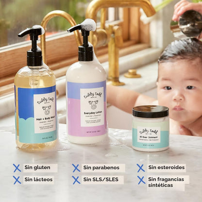 TUBBY TODD Rutina de baño y cuidado de la piel para bebés de 3 paso...