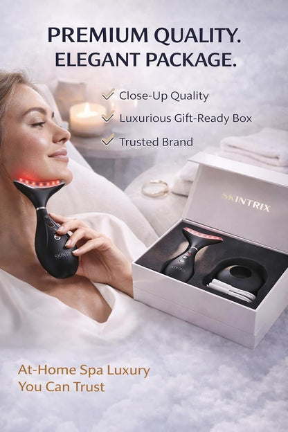 SKINTRIX Masajeador facial y cuello LED 3 en 1, dispositivo de bell...