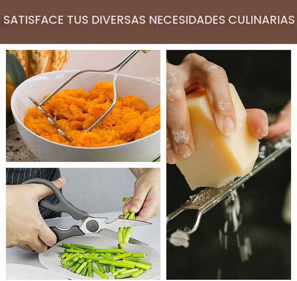 Juego de utensilios de cocina de silicona, 32 piezas de utensilios...