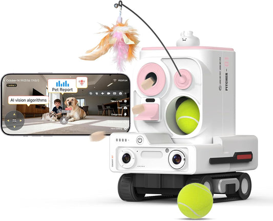 PICKFUN Pmate AI Pet Camera Robot Companion para perros y gatos, cá...