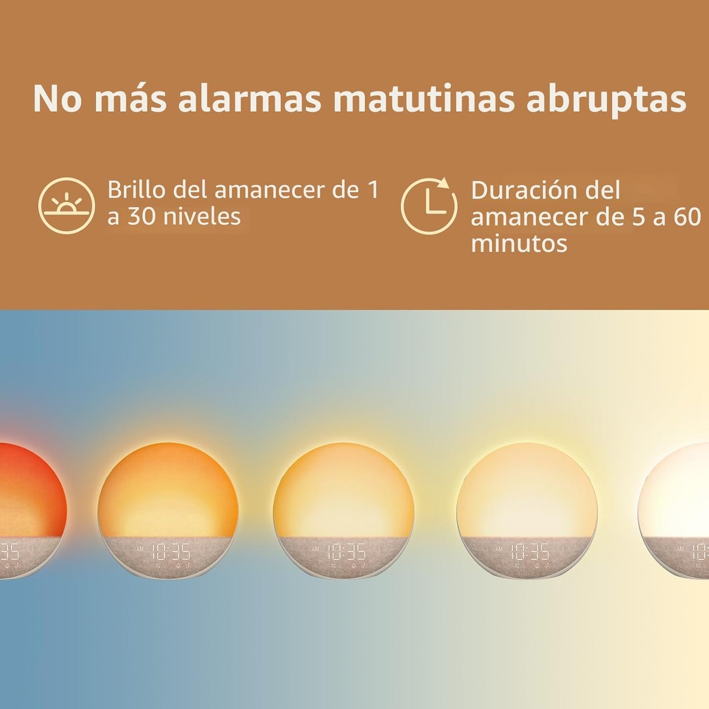 Reloj despertador Sunrise Máquina de ruido blanco: luz natural de d...