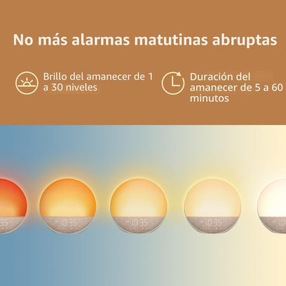 Reloj despertador Sunrise Máquina de ruido blanco: luz natural de d...
