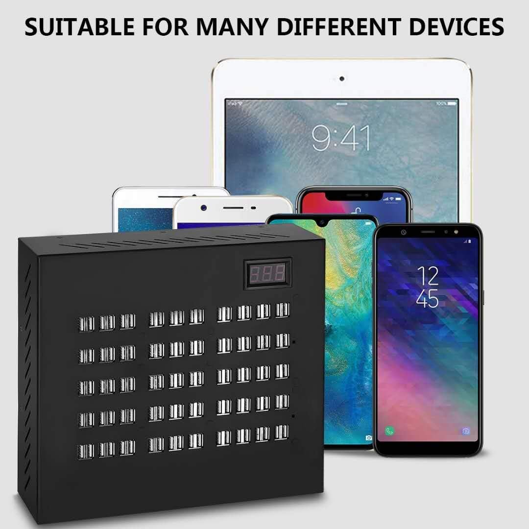 Estación de carga USB, 100 puertos, estación de energía USB, multipuerto, cargador de pared, adaptador de teléfono, multipuerto, multipuerto, cargador rápido USB para hotel, escuela, centros