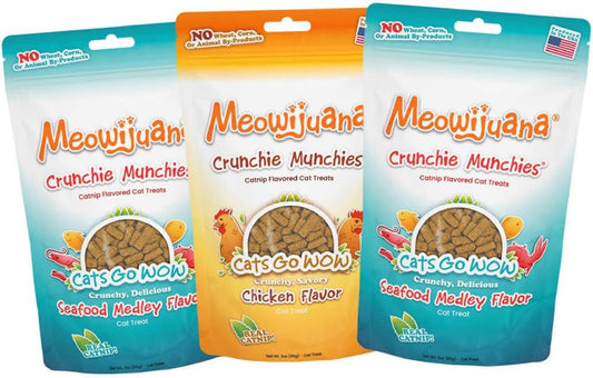 Meowijuana Crunchie Munchie - Paquete de golosinas de hierba gatera...