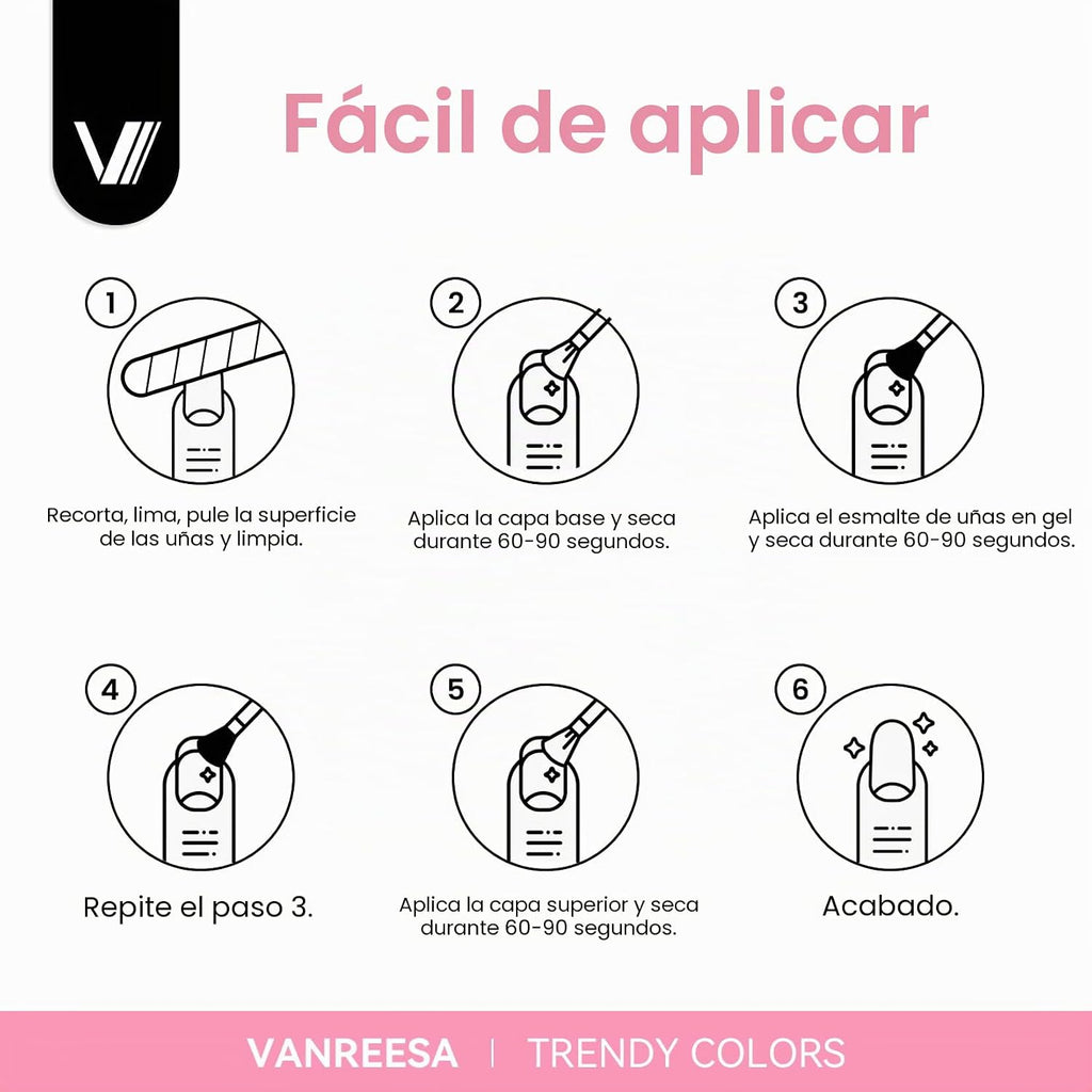 VANREESA - Juego de 24 esmaltes de uñas de gel en colores pastel, e...