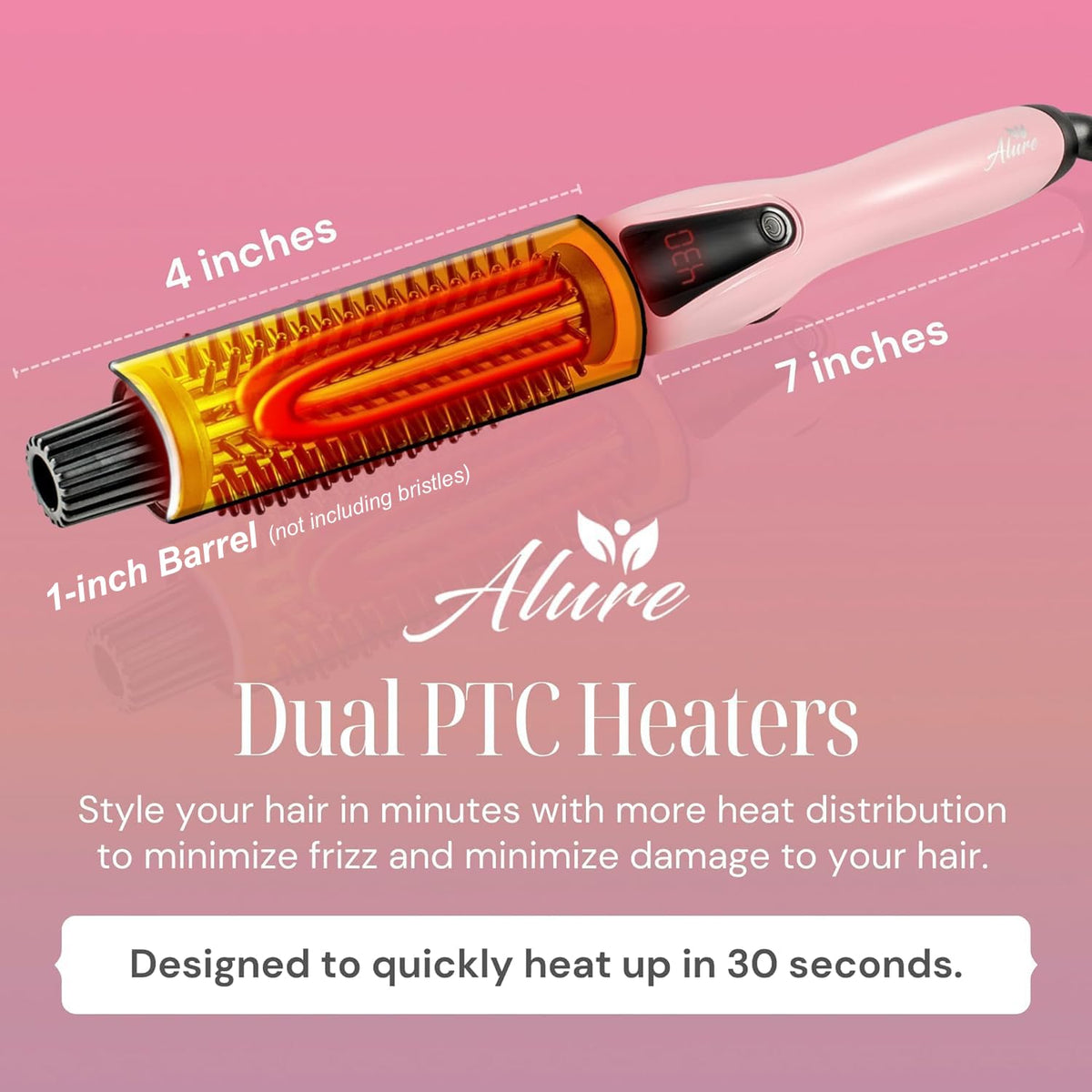 Alure Cepillo Térmico para Peinar - Rizador/Alisador de Cabello Iónico 3 en 1 con Cerdas de Nailon Anti-Quemaduras, Varita Rizadora Eléctrica para Todo Tipo de Cabello, Ideal como Alternativa de