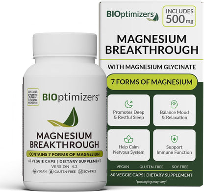 BIOptimizers Suplemento Magnesium Breakthrough con 500mg - 7 Formas...