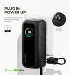 Dexnor Banco de energía 3 en 1, batería de 15,000 mAh con salida de 65 W, enchufe de CA plegable, cable de mango USB integrado, compatible con carga rápida PD3.0 y PPS, cargador portátil elegante para