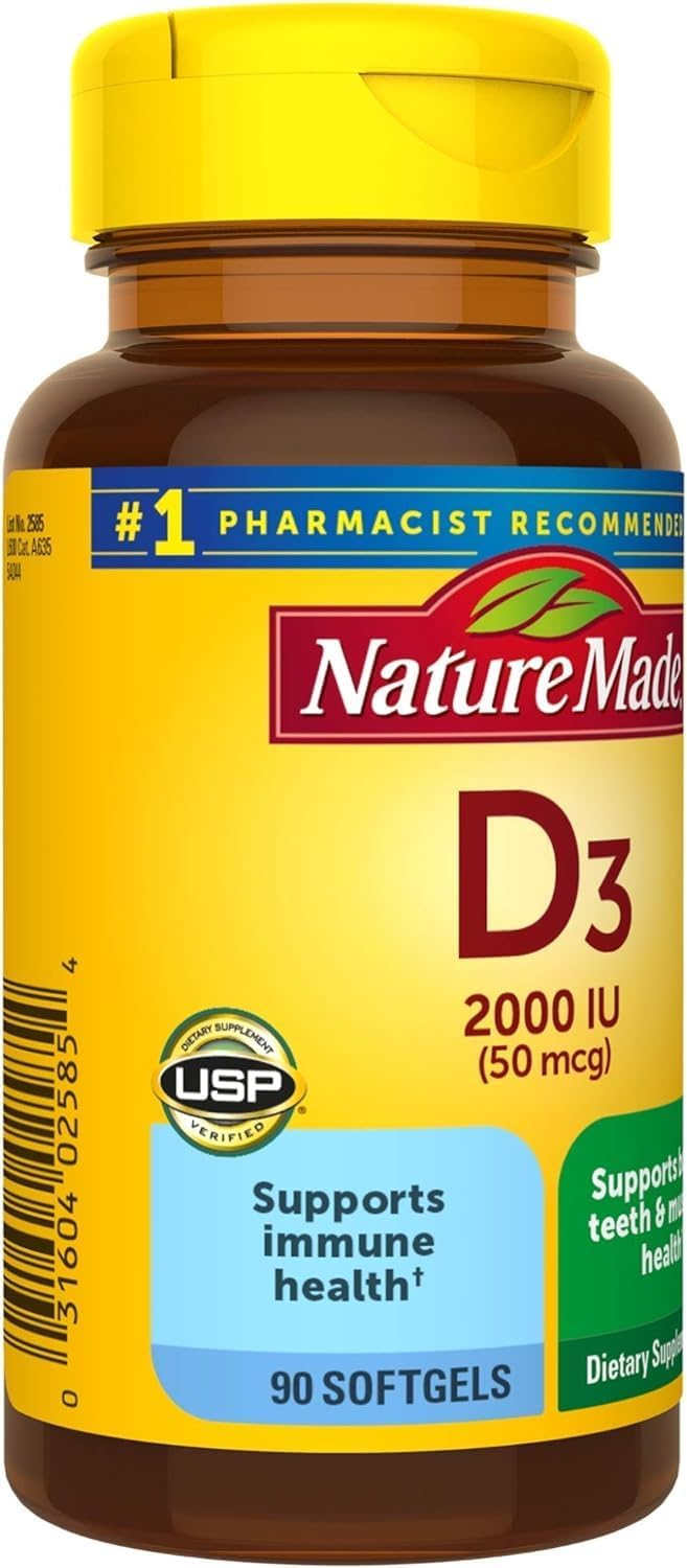 Nature Made Vitamina D3 2000 IU Cápsulas blandas líquidas 90 unidad...