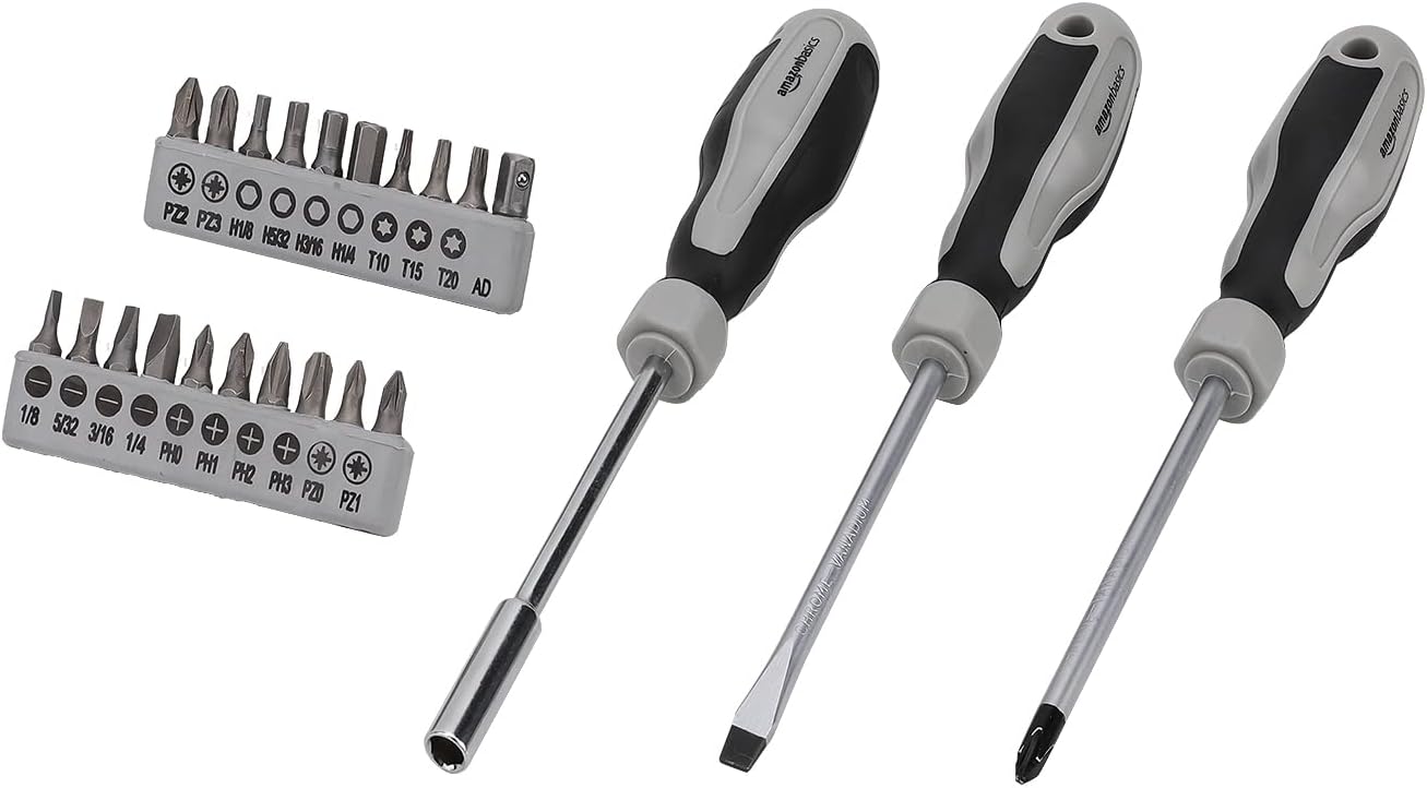 AmazonBasics Caja de herramientas manuales para el hogar, 173 piezas