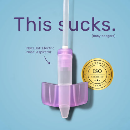 Dr. Noze Best Paquete del primer año del bebé | Aspirador nasal eléctrico para bebés diseñado por pediatras con pieza nasal para recién nacidos y 40 filtros | Registro de bebé esencial para aliviar la