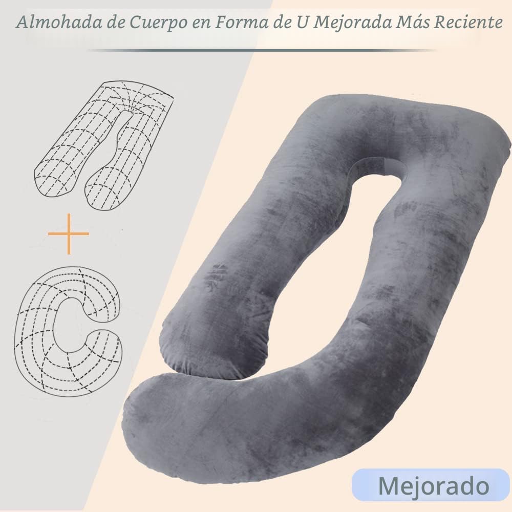 AMCATON Almohada de embarazo de 60 pulgadas para dormir, almohada c...