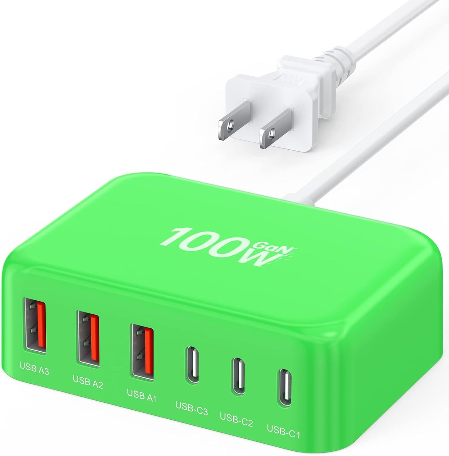 Cargador rápido USB C, 100W GaN estación de carga de 6 puertos tipo...